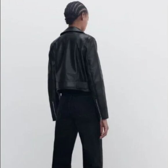 ZARA Faux Leather Biker Jacket Size S NEW With TAGS - Picture 8 of 8